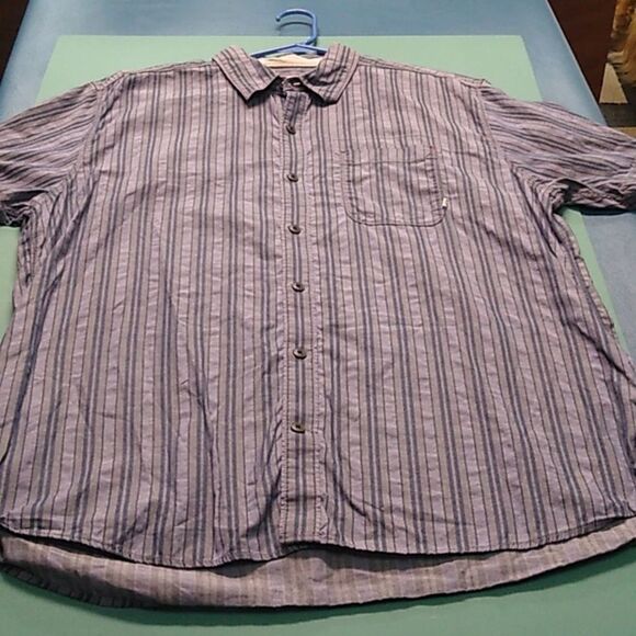 Cutter & Buck Men's XL Short Sleeve Button Down Cotton Blue Striped Shirt - Picture 1 of 8